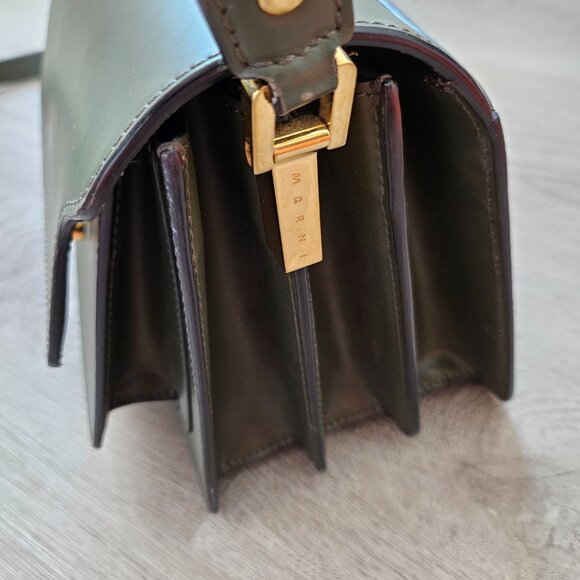Marni Trunk Medium Leather sShoulder Bag Forest Green - Picture 16 of 16